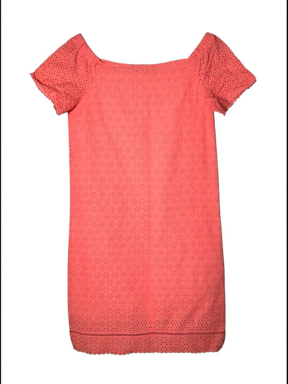 Ralph Lauren Coral Pink Eyelet Off Shoulder Shift Dress size 4 B110